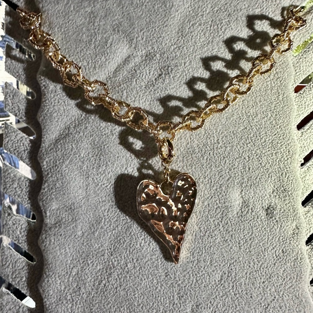 Park Lane Textured Gold Heart Necklace
